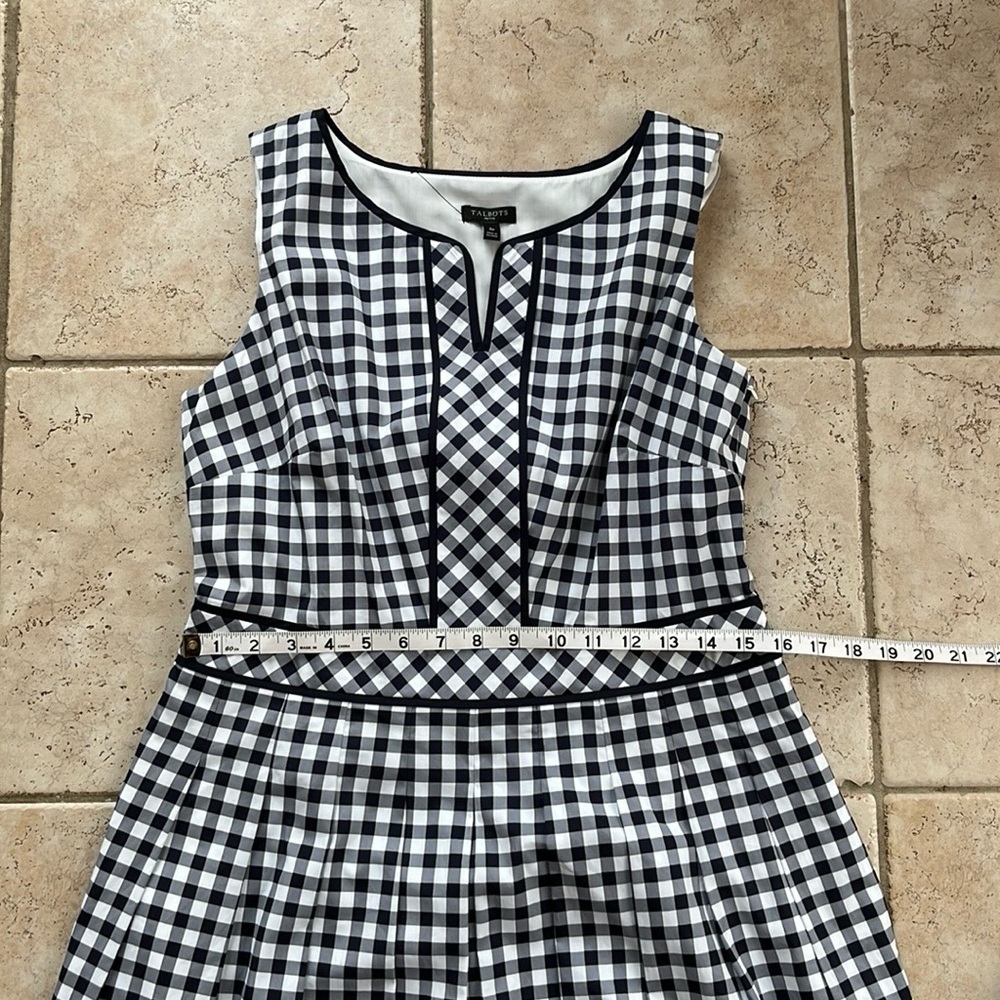 NWOT Talbots Blue & White Gingham Check Sleeveless Pleated Dress Size 8P - Picture 13 of 15